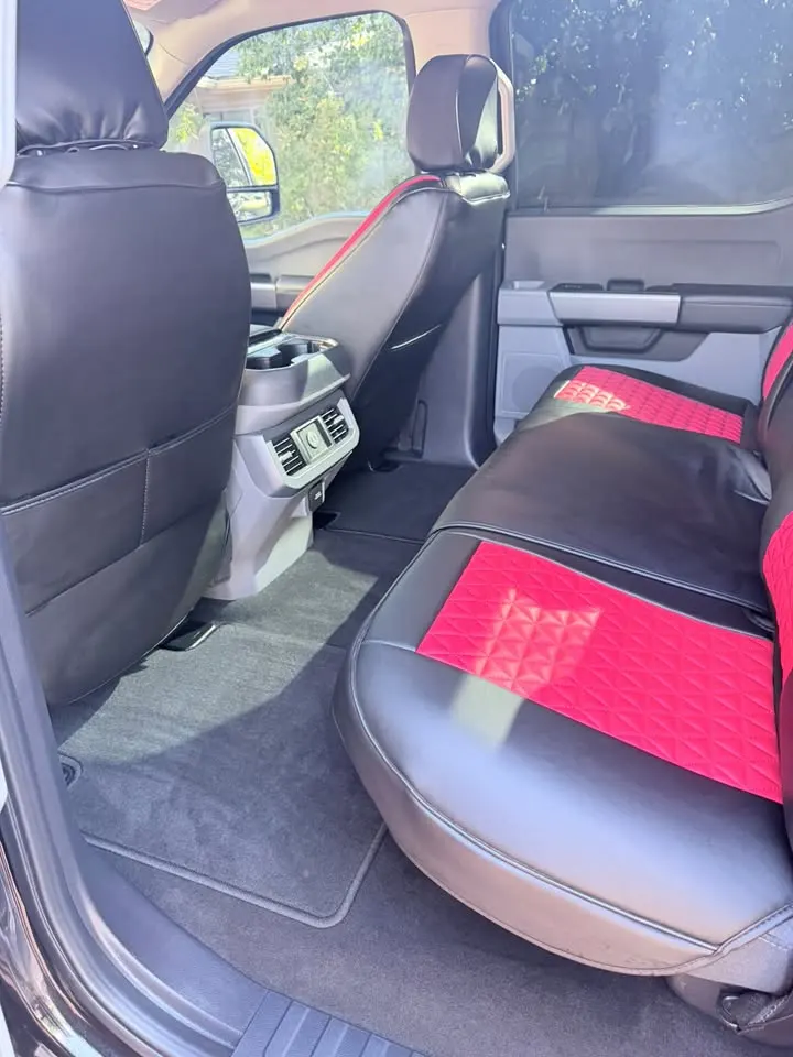 Red and black rear seats cleaned and dressed